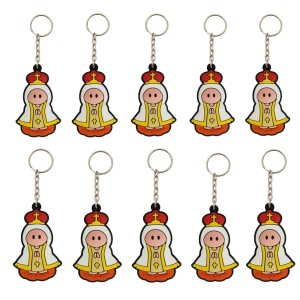 CH50015P10 - Chaveiro N. Sra. N. Sra. De Fátima Emborrachado c/ 10un. - 11x4cm