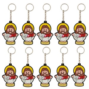 CH50404P10 - Chaveiro Sagrado Coração de Jesus Emborrachado c/ 10un.  - 11x4,5cm