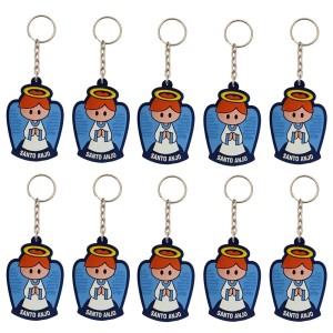 CH50800P10 - Chaveiro Santo Anjo Azul Emborrachado c/ 10un. - 11x4cm