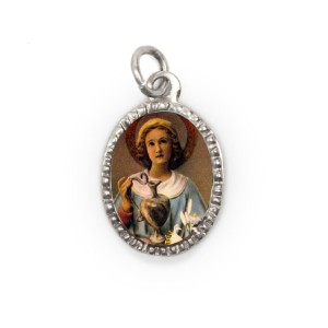 MD103690P10 - Medalha de Alumínio Oval Grande Prata c/ 10un. Santa Zita - 2X1,3cm