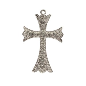 CZ851510 - Cruz Metal Níquel Duplo - 8,3x5,9cm