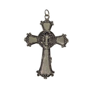 CZ851350 - Cruz São Bento Níquel Envelhecido - 7,7x5,7cm