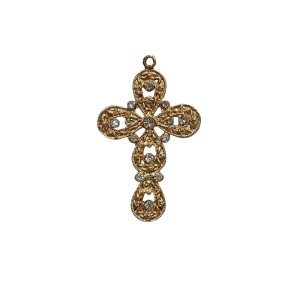 CZ1470055 - Cruz Metal Dourada c/ Strass - 7x4,4cm