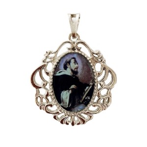 MD129423 - Medalha São Domingos de Gusmão Camafeu Níquel - 4,5x4cm