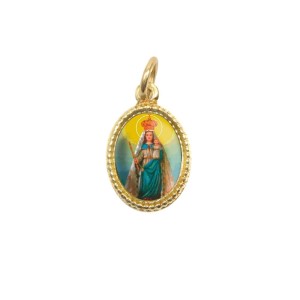MD102080P20 - Medalha de Alumínio Oval Dourada c/ 20un. N. Sra. Da Penha - 1,5x1cm  