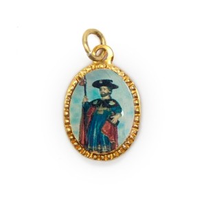MD103299P10 - Medalha de Alumínio Oval Grande Dourada c/ 10un. São Tiago de Compostela - 2X1,3cm