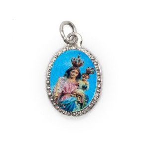 MD103663P10 - Medalha de Alumínio Oval Prata c/ 10un. N. Sra. Da Luz - 2x1,3cm