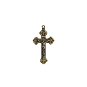CZ861411P2 - Crucifixo Metal Ouro Velho c/ 2un. - 4,7x2,7cm