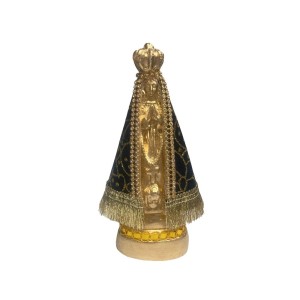 IM100470 - Imagem N. Sra. Aparecida Dourada c/ Veludo e Strass - 16x10cm