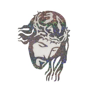 AD91300 - Adesivo Jesus Cristo Prata - 10x8cm