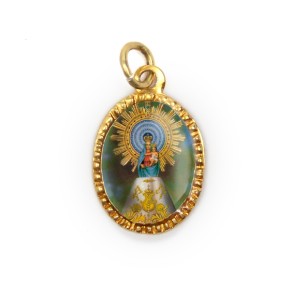 MD103060P10 - Medalha de Alumínio Oval Dourada c/ 10un. N. Sra. Do Pilar - 2X1,3cm