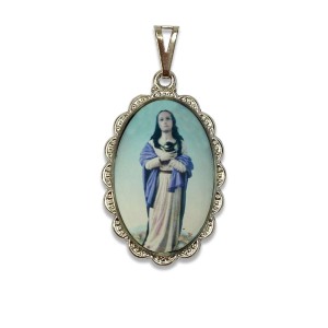MD128107 - Medalha Santa Maria Madalena Rendada Níquel - 4,3x2,7cm