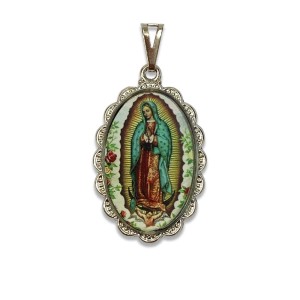 MD128024 - Medalha N. Sra. De Guadalupe Rendada Níquel - 5x2,5cm