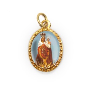 MD103069P10 - Medalha de Alumínio Oval Dourada c/ 10un. N. Sra. Virgem da Luz - 2X1,3cm