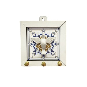PC380807 - Porta Chaves Divino Espírito Santo MDF Branco - 11,5x12,5cm