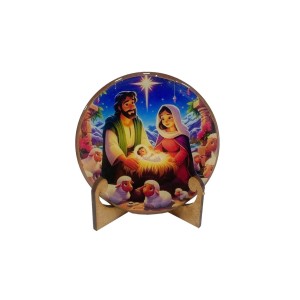 IM32102 - Pedestal Presépio Madeira MDF Resinado - 7x7cm