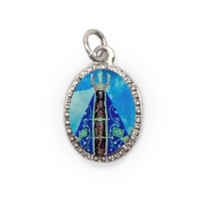 MD103602P10 - Medalha de Alumínio Oval Prata c/ 10un. N. Sra. Aparecida - 2X1,3cm