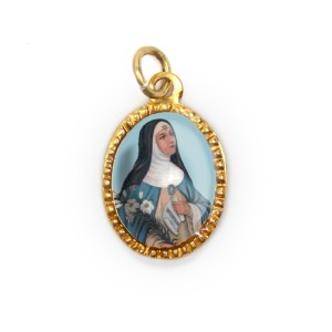 MD103079P10 - Medalha de Alumínio Oval Dourada c/ 10un. Santa Beatriz - 2X1,3cm