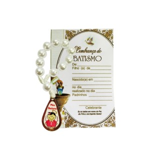 CT1465 - Cartão Lembrança Batismo Menina c/ Dezena - 8x2,5cm