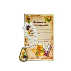 CT112080 - Cartão Lembrança Primeira Eucaristia c/ Dezena - 8x2,5cm