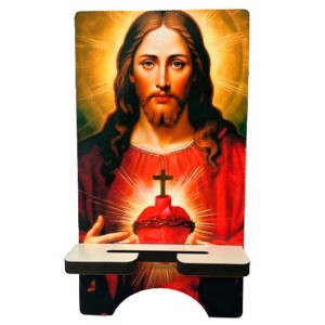 DR11165 - Porta Celular Sagrado Coração de Jesus MDF - 17x9,5cm