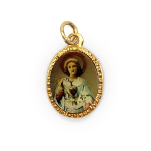 MD103189P10 - Medalhas Alumínio Oval Dourada c/ 10un Santa Zita - 2x1,3cm