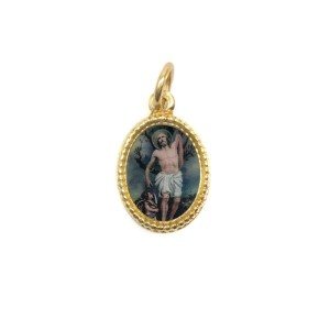 MD102246P20 - Medalha de Alumínio Oval Pequena Dourada c/ 20un. São Bartolomeu  - 1,5x1cm