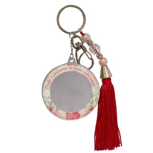 CH1094915 - Chaveiro Santa Terezinha das Rosas Resinado c/ Espelho - 16x6cm