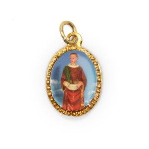 MD103225P10 - Medalha de Alumínio Oval Dourada c/ 10un. Santo Estevão - 2X1,3cm