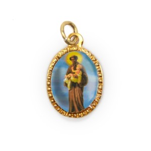 MD103231P10 - Medalha de Alumínio Oval Dourada c/ 10un. São Benedito - 2X1,3cm