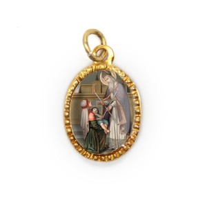 MD103232P10 - Medalha de Alumínio Oval Dourada c/ 10un. São  Brás - 2X1,3cm