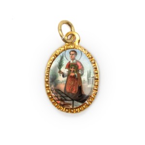 MD103258P10 - Medalha de Alumínio Oval Dourada c/ 10un. São  Lourenço - 2X1,3cm