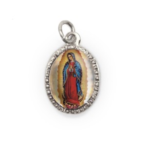 MD103705P10 - Medalha de Alumínio Oval Prata c/ 10un. N. Sra. De Guadalupe - 2X1,3cm