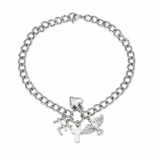 PU410050 - Pulseira Divino Espírito Santo Aço Inox - 21cm