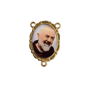 ET1953510 - Entremeio São Padre Pio de Pietrelcina Dourado Duplo Resinado 1un. - 3,2X2,2cm