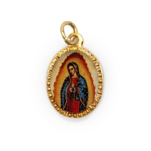 MD103039P10 - Medalha de Alumínio Oval Dourada c/ 10un. N. Sra. De Guadalupe - 2X1,3cm
