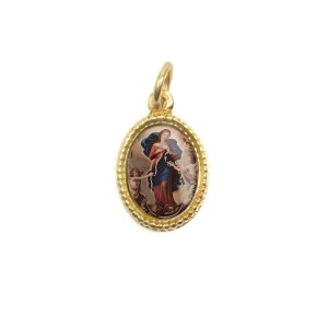 MD102016P20 - Medalha de Alumínio Oval Dourada c/ 20un. N. Sra. Desatadora de Nós - 1,5x1cm
