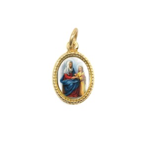 MD102022P20 - Medalha de Alumínio Oval Dourada c/ 20un. Santa Ana - 1,5x1cm