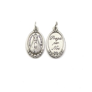 MD1180020 - Medalha N. Sra. Aparecida Italiana Oval Prateada - 2,5x1,7cm