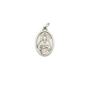 MD1180209P2 - Medalha São Judas Italiana Oval Prateada c/ 2un. - 2,5x1,7cm