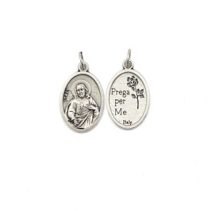 MD1180202P2 - Medalha Sagrado Coração de Jesus Italiana Oval Prateada c/ 2un. - 2,5x1,7cm