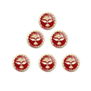 BO48032P6 - Botton Divino Espírito Santo Vermelho c/ 6un. - 1,5x1,5cm