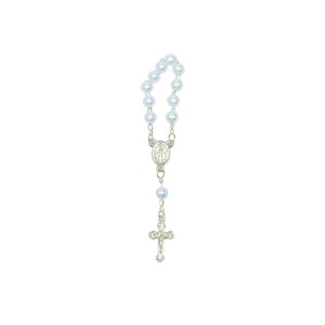 DZ1070006P12 - Dezena Pérola Azul c/12un. (Mini Terço) - 9,5x1cm