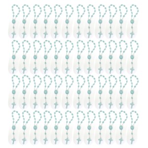 DZ05005P50 - Dezena de Acrílico Azul Perolado c/50un. (Mini Terço) - 13,5x1cm