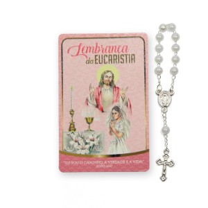CT112012 - Cartão Lembrança Primeira Eucaristia Menina c/ Dezena - 8,5x5,5cm