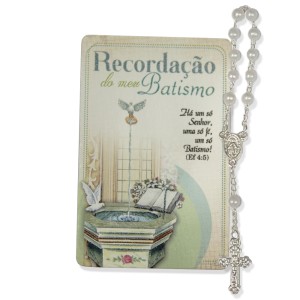 CT1420 - Cartão Lembrança Batismo C/ Dezena - 8,5x5cm