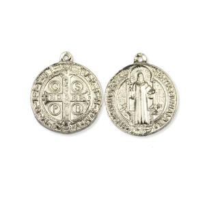 MD1420170 - Medalha São Bento Redonda Níquel - 3,5x3cm