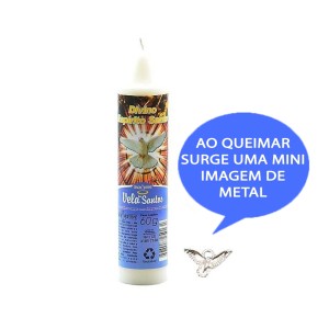 VE155140 - Vela Divino Espírito Santo c/ Santo de Bolso - 14x3cm