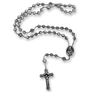 TE050200 - Terço Acrílico Preto Envelhecido- 32cm