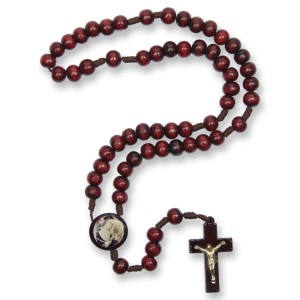 TE940301 - Terço Santa Rita de Cássia Madeira  - 37cm